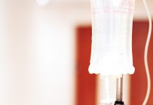iv bag on stand in hospital