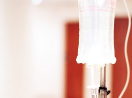 iv bag on stand in hospital