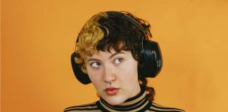 woman wearing headphones